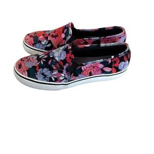 Keds Black and Pink Floral Slip-On Shoes Size 7